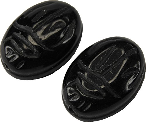 Bead, Blackstone Gemstone Carved Scarab Beads 18x14mm (2)