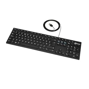 Amazon Basics Low-Profile Wired USB Keyboard with UK Layout, Matt Black