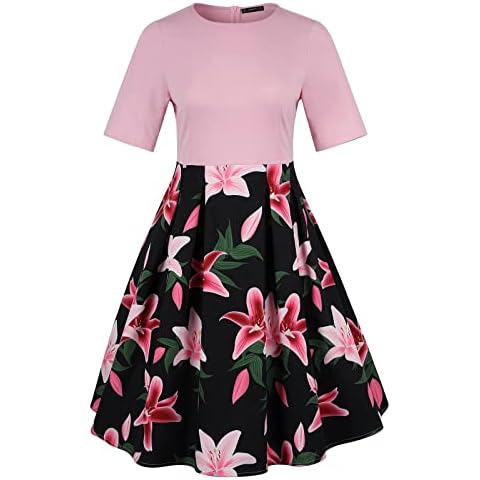 Vestido Rosa Floral Vintage con Bolsillo Cover