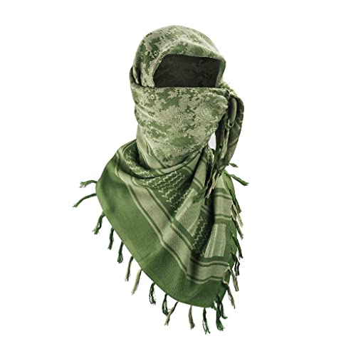 Luxns Military Shemagh Tactical Desert Scarf / 100% Cotton Keffiyeh Scarf Wrap For Men And Women/Green Camo 43"X43" #TOP4
