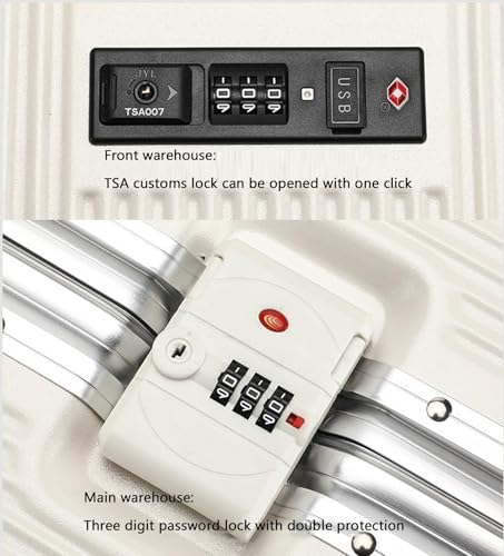 Front Opening Luggage Compartment Pull Rod Aluminum Frame, Large Capacity USB Charging with Cup Holder Hard Sided ABS Suitcases,3,20in4