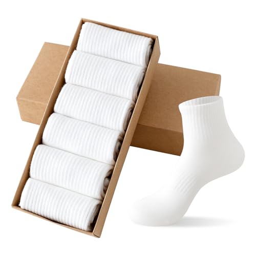 KUANYING Athletic Ankle Socks Seamless Anti-pilling Cotton Socks for Men Women (6 Pairs With Present Box)2