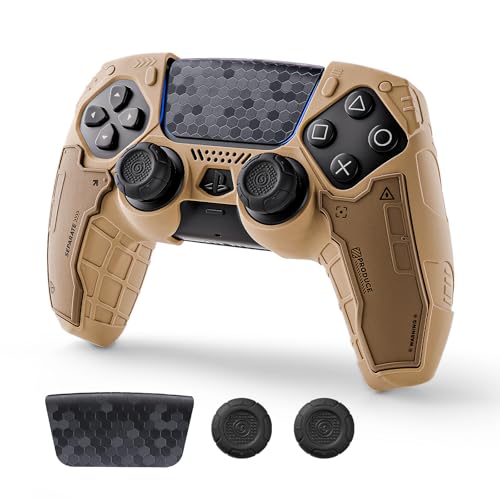 Image of GeekShare G.S.TAC Tactical PS5 Controller Skin Set: Non-Slip Silicone Cover Compatible with PS5 Wireless Controller, 2 Thumb Grips & 2 Stickers, Compatible with Monster Hunter Wilds (Desert Yellow)