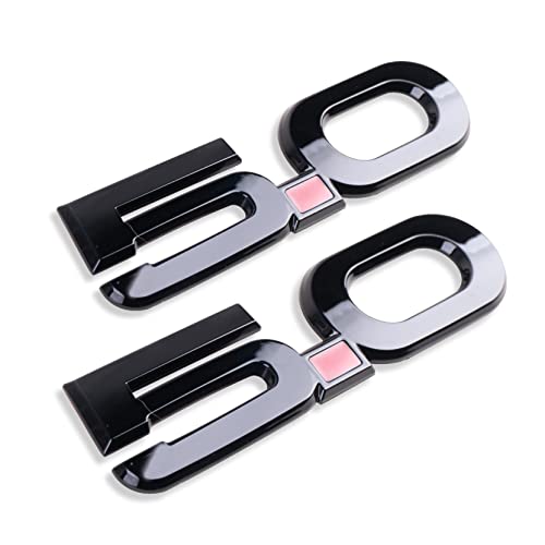 2X 5.0 Emblem 3D Fender Badge Replacement for Ford Mustang (Gloss Black)