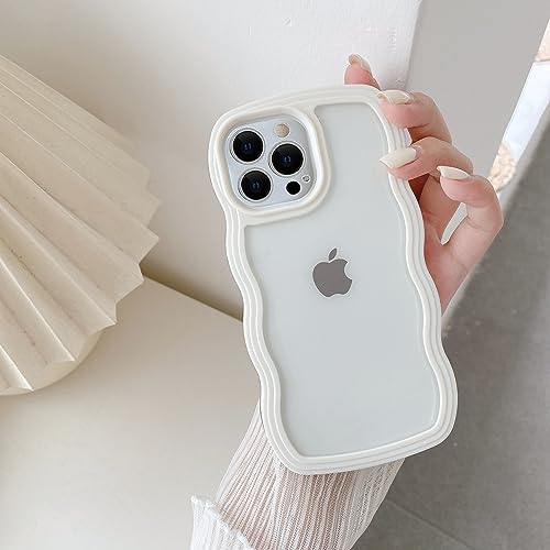 QLTYPRI Kompatibel mit iPhone 12 Pro Max Hülle, iPhone 12 Pro Max Transparent Handyhülle Aesthetic Curly Hülle Frauen Mädchen Girls Süßes Wellen Design Silikon TPU Bumper Schutzhülle - Weiß