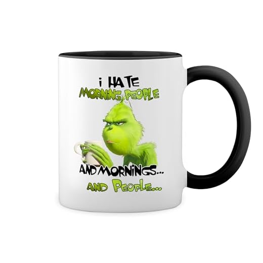 I hate morning people and mornings and people grinch Blanca taza de café con RIM Negro y manija Mug