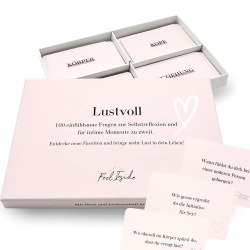 Feel Inside Lustvoll Fragekarten - 100 Fragen für Paare & zur Selbstreflexion Für ehrliche Gespräche über Sex Intimität & Nähe - Geschenkidee Valentinstag & Hochzeitstag