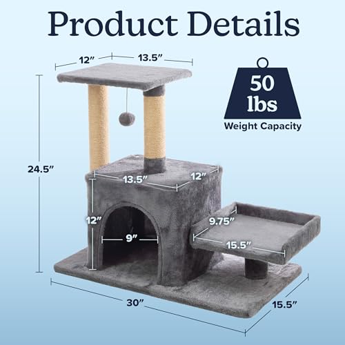 Torre para gatos pequeña 24.5 pulgadas gris miniatura 2