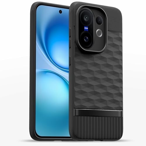 Image of Pikkme Back Cover for Vivo V60 5G / Vivo T4 Pro 5G Camera Protection 3D Hexa Cube Design Silicone Protective Bumper Case (Black)