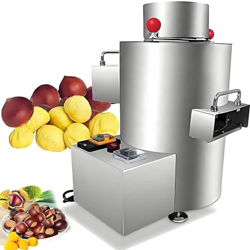 PixCy Descascaradora Castañas Comercial 40 Kg/H Máquina Peladora Castañas Eléctrica 16 Cuchillas Velocidad Ajustable,Temporizador + Timbre,para Muchos Tamaños Castañas 12Vbatterytype