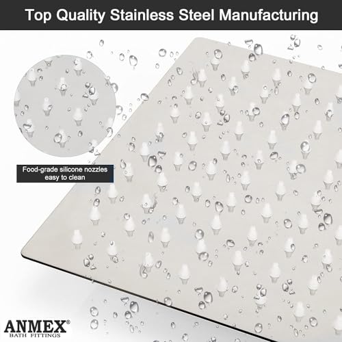Image of Mirror Stainless Steel 304 Square UltraSlim High Pressure Rainfall Shower Head With inchBRASS NUT inch Shower Fit Arm /Rod (PREMIUM SERIES) (12X12 + 24INCH inchBrass Nut inch ARM)