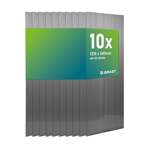 BRAST Doppelstegplatten Hohlkammerplatten 6mm | viele Varianten | Polycarbonat | 121x60.5cm - 150x60.5cm | UV-beständig bruchstabil & zuschneidbar | 121x60,5cm - 10er Set anthrazit