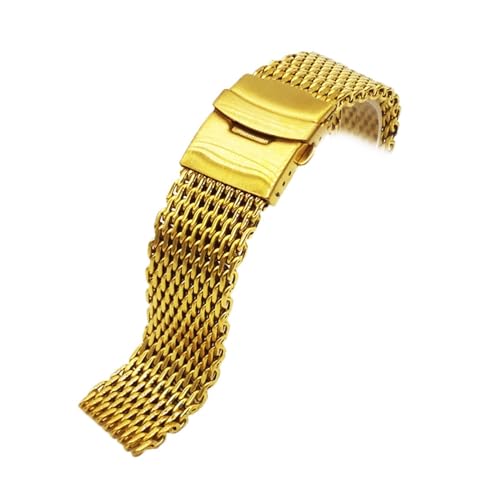 H0YOPJ Galaxy Watch �~���l�[�[���[�v�u���X���b�g �X�e�����X�X�`�[�����b�V���D�� 18 20 22 24mm �_�u���{�^�� �\���b�h�E�H�b�`�X�g���b�v�o���h�ɑΉ�(Gold,20mm)