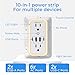 Wall Mount Power Strips Wall Charger 6 Outlet Extender 4 USB Ports (5V, 2.4A, 12W) and Night Light 3-Sided Power Strip with Adapter Spaced Outlets - Multi Plug Outlet Surge Protector for Home Office