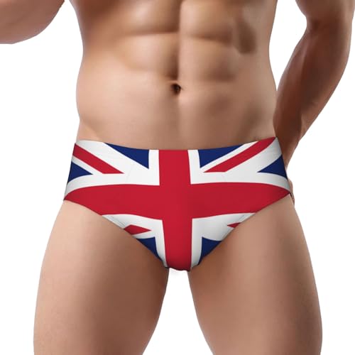 British flag Print Men's Underwear - Stretch Breathable Briefs - Supportive Mens Trunks for Daily Wear & Workout,