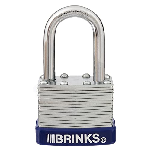 Image of BRINKS - 40mm Laminated Steel Keyed Padlock with 1 3 /8 inch Shackle - Chrome Plated with Hardened Steel Shackle