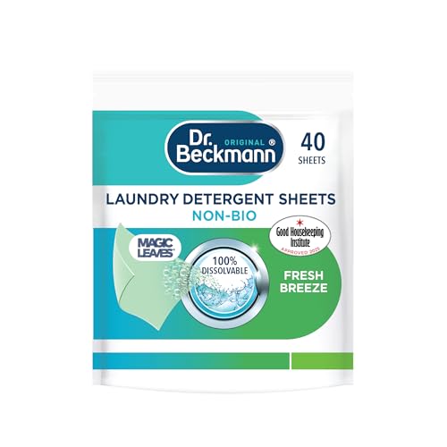 Dr. Beckmann MAGIC LEAVES Laundry Detergent Sheets NON-BIO | Convenient and pre-dosed laundry detergent sheets | Dissolvable climate neutral and easy to use | 40 sheets