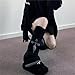 KFVIM Y2K Gothic Leg Warmers Emo Knit Long Socks Punk Grunge Alt Aesthetic Boot Covers for Women Teens gothic fashion (black)