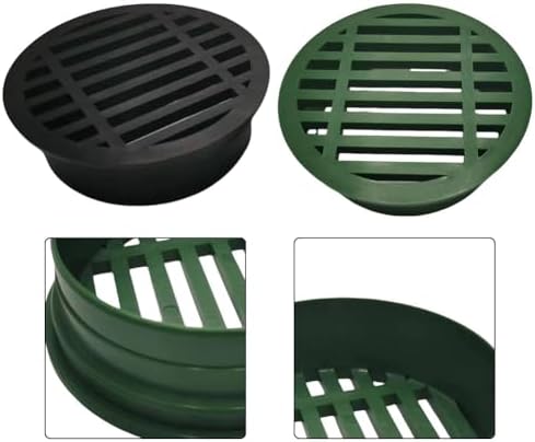 Round Flat PVC Drain Cover for 3-inch and 4-inch Floor Drains – for Heavy-Duty Sewer & Outdoor Gutter Grate, Clog-Resistant Grid Design, Green or B(4 INCHES (Black)) — view 7