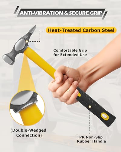 Image of DAYUAN 7Pcs Auto Body Repair Kit, Hammer Dent Body Fender Tool Set | Dent Repair, Panel Shaping & Sheet Metal work, 3 Hammers & 4 Dollies,Fiberglass Handles,Heat-Treated Carbon Steel, Carry Case