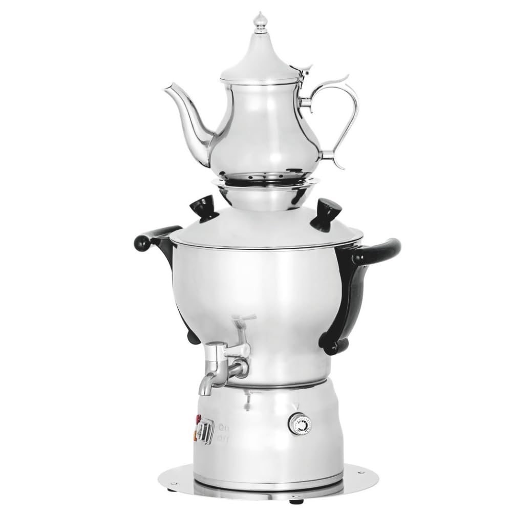 MBH - Samovar Profesional 3L para Hostelería. Hervidor de Agua Industrial con Tetera de Acero Inoxidable