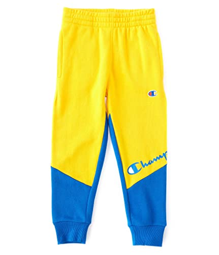 Champion Little Boys Diagonal Color Blocked Fleece Joggers Yellow Size 62