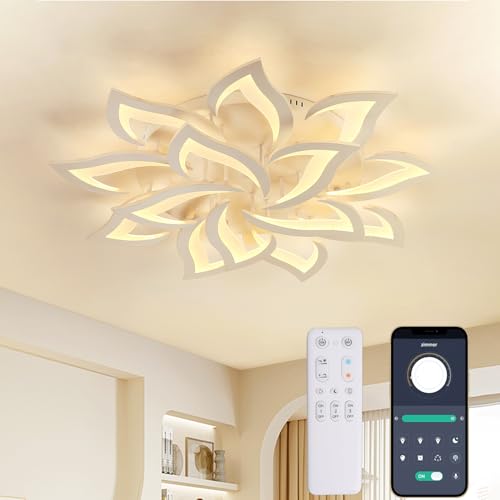 KAUCQI LED Deckenleuchte Wohnzimmer, 100CM/84W Dimmbar Deckenlampe Moderne Wohnzimmerlampe mit Fernbedienung 3000K-6000K Grande Decken Lampe für Hallway Küche