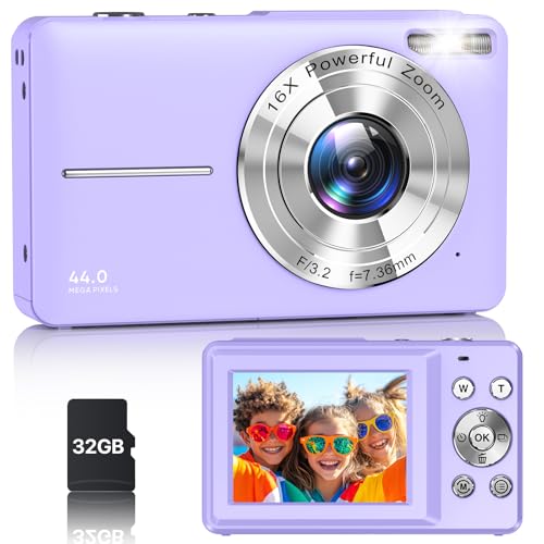 Digital Camera Latest FHD 1080P Digital Camera for Teens with SD Card Anti Shake Point and Shoot Cameras Portable 16X Zoom Compact Small Cameras for Kids Boys Girls Seniors with Wrist Strap