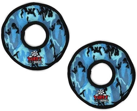 TUFFY - World's Tuffest Soft Dog Toy -Ultimate Ring- Blue 2 Pack -Squeakers-Multiple Layers.Made Durable, Strong & Tough.Interactive…