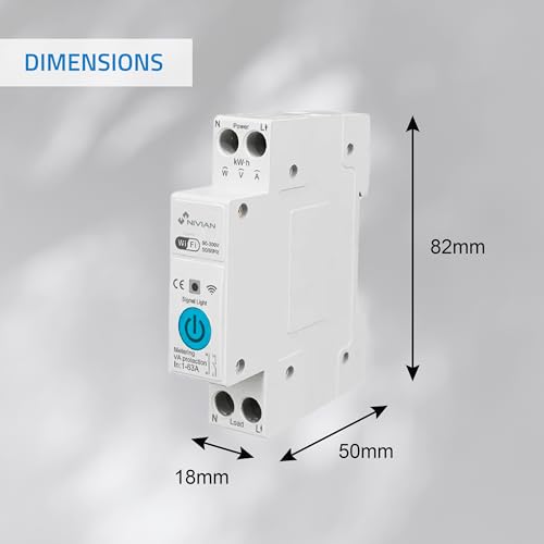Interruptor Carril DIN WiFi con Medidor de Consumo Nivian Smart Home – Control Remoto por App, Protección Eléctrica 1-63A, Automatizaciones, Alexa y Google - imagen 8
