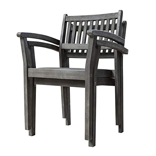 Renaissance Outdoor Patio Hand-Scraped Wood Stacking Armchair (Set Of 2) #TOP4