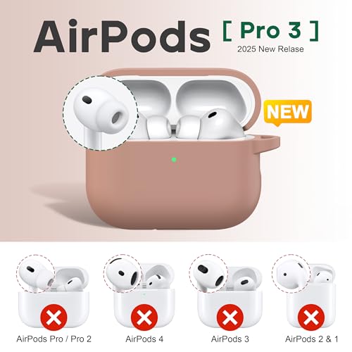 Image of R-fun for AirPods Pro 3 Case (2025), Soft Silicone Protective Case Cover Compatible with Apple AirPods Pro 3rd Generation (USB-C Cable) for Women Men with Cleaning Kit and Keychain, Milk Tea