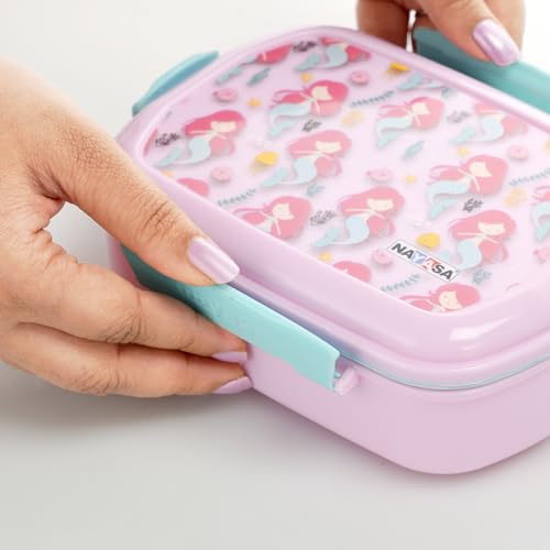 Image of Nayasa On The Go DLX Small Lunch Box, Leakproof, Durable - Perfect for School Kids,Pink