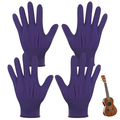 2 Pairs Guitar Gloves, Purple Bass Gloves Practice Glove for Playing Musical Instruments Guitar Fingertip Glove Piano Protectior Men Women Practice
