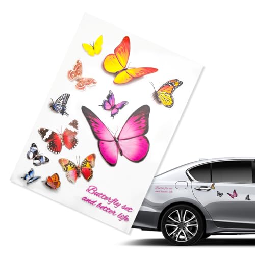 Image of Butterfly Vinyl Car Stickers, Cute 3D Creative Butterfly Cars Decals Scratch Covers, Removable Butterflies Bumper Stickers for Women Girls (Style 5)