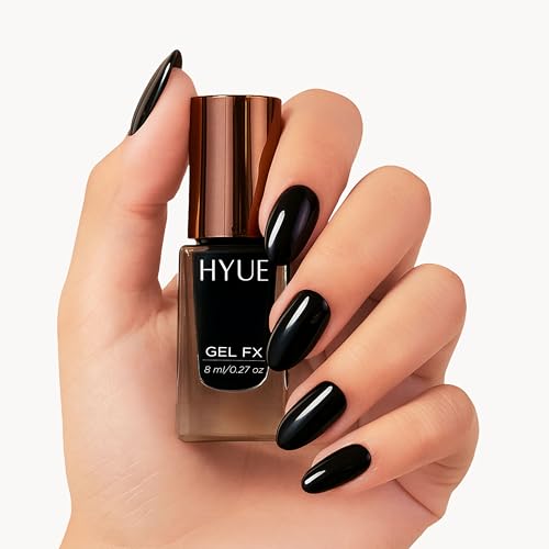 Image of HYUE Gel FX Nail Paint | Carbon | 8ml | Ultra-Glossy Finish | 14-Day Long-Lasting Wear | Quick-Dry & Chip-Resistant | Vegan & Paraben-Free | No UV Needed | 33 Rich Salon-Quality Shades