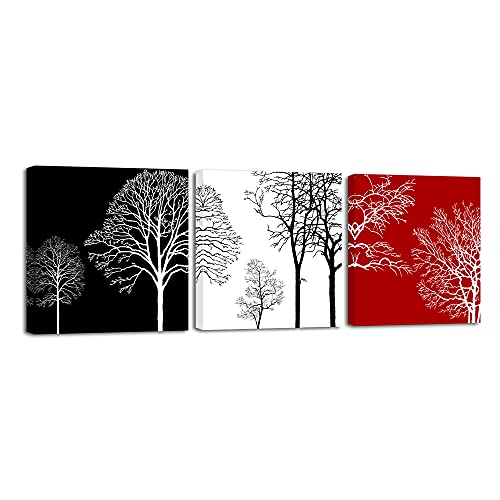 Wieco Art Colorful Tree 3 Panels Contemporary Canvas Prints Wall Art Flower Pictures Photo Paintings for Bedroom Bathroom Home Decorations Modern Stretched and Framed Abstract Floral Giclee Artwork