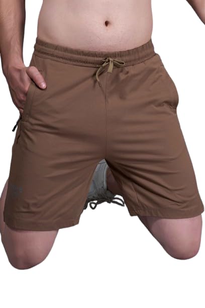 Image of Maxzone Men's Cotton Shorts | Elastic Drawstring Waist | Side Zip Pocket | Regular Fit | Casual Breathable Summer Shorts | Comfortable Lounge, Gym & Travel Shorts