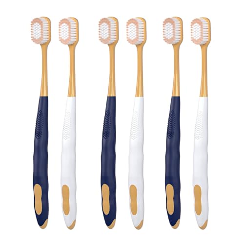 Weiche Zahnbürsten für Erwachsene, Set mit sechs ultraweichen Zahnbürsten, ultraweiche Zahnbürste mit breitem Kopf, weiche Zahnbürste für Erwachsene, eingezogenes Zahnfleisch u
