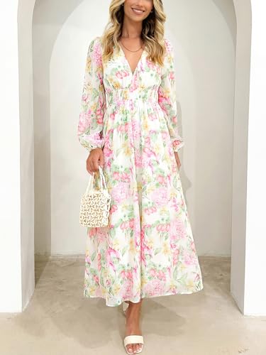 Image of Sissyaki Womens Long Sleeve Summer Maxi Dress 2026 Floral Dress Spring Wedding Guest Dress