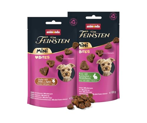 animonda vom Feinsten Mini Hundesnacks Love Bites Rind mit Salbei (10 x 50g), Premium Hundesnacks getreidefreie Hundeleckerlis für ausgewachsene kleine Hunde
