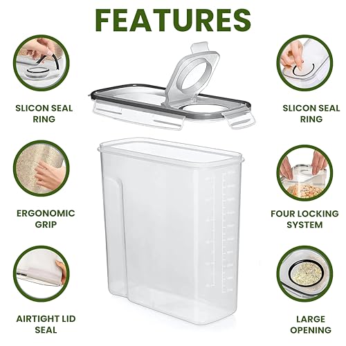 GRANZ Big Sized 6.3 Liter Food Container Pack of 2 | Food Storage Container with lid | Kitchen storage & Airtight Food Container Set | Cereal & Dry Food Storage Containers for Sugar,Flour etc. - Image 5