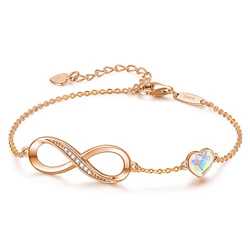 CDE Infinity Heart Symbol Charm Bracelet for Women 925 Sterling Silver Adjustable Mother's DayÂ Jewelry Gift Birthday Gift for Mom Women Wife Girls Her