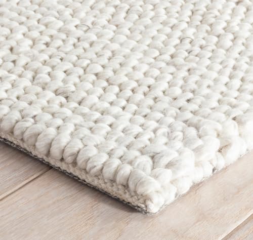 S & L Homes Wool Cotton Hand Woven Chunky Knit Popcorn Rug - Ivory Contemporary Area Rug for Living Room Bedroom (8' x 10' - Ivory) - Image 4