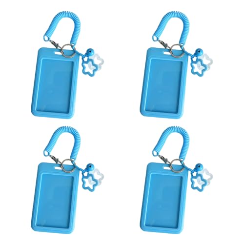 Set Fo 4pcs Lightweight Keychain with Integrated Card Pocket Star Accent with Spring Rope for Keys Cards Compact Carry Ravel Key