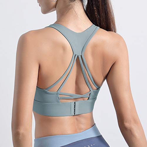 pedkit Sutiã esportivo feminino com alças nas costas com fecho de gancho e ocular removível acolchoa