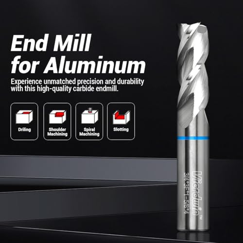 Image of 3-Flute Carbide End Mill for Aluminum & Copper - 3 /4 inch Diameter, 4 inch OAL, Compatible with CNC Mills & Routers