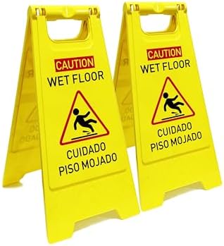 Aazon.co: DiDiBirDi Caution Wet Floor Sign,Bilingual Double-Sided Safety Warning Signs,A Frae - View #8