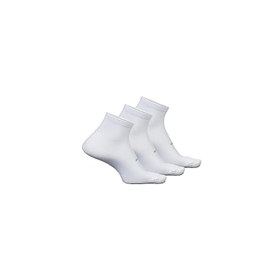 Feetures High Performance Cushion Quarter 3 Pair Pack Quarter Length Socks Shoes White