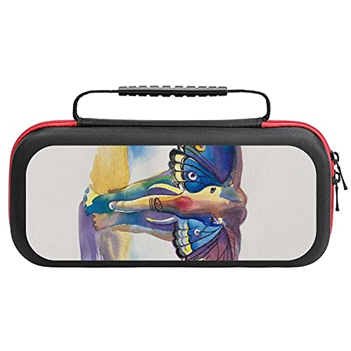 Travel Case Waterproof Nylon Hardshell Carrying Case for Storing Consoles, Game Cards, Small Accessories Large Capacity Dual Zipper Travel Carry Pouch Elephant With Butterfly Wings Watercolor Animal